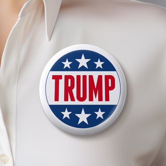 Badge Rond 5 Cm Donald Trump 2024 Classic Star Red Blue