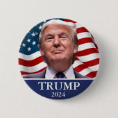 Badge Rond 5 Cm Donald Trump 2024 Pinback (Devant)