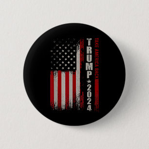 Badge Rond 5 Cm Donald Trump 2024 Reprendre le drapeau américain à