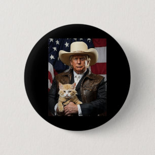 Badge Rond 5 Cm Donald Trump Chemise de chat Cowboy Drapeau améric