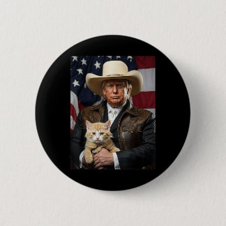 Badge Rond 5 Cm Donald Trump Chemise de chat Cowboy Drapeau améric