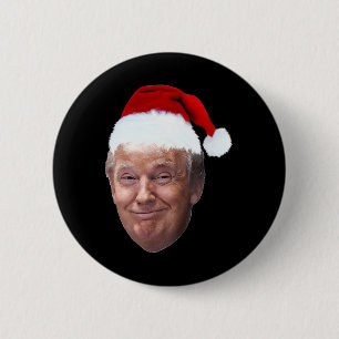 Badge Rond 5 Cm Donald Trump Christmas Funny Santa Hat Don