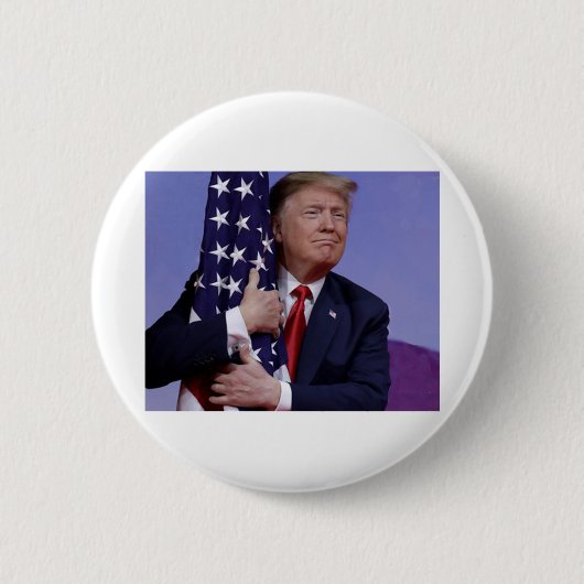 Badge Rond 5 Cm Donald Trump et le drapeau (Devant)