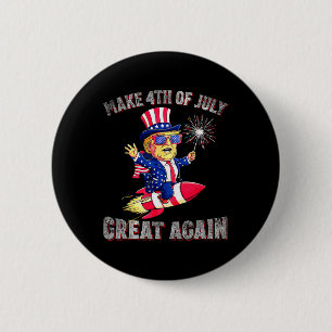 Badge Rond 5 Cm Donald Trump Feu d'artifice patriotique fait du 4