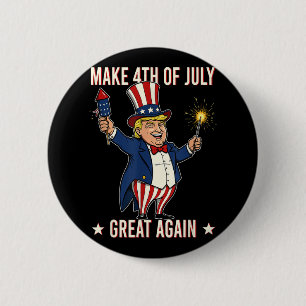Badge Rond 5 Cm Donald Trump Feu d'artifice Rendre 4 juillet grand
