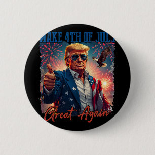 Badge Rond 5 Cm Donald Trump Feu patriotique Faire 4 juillet G