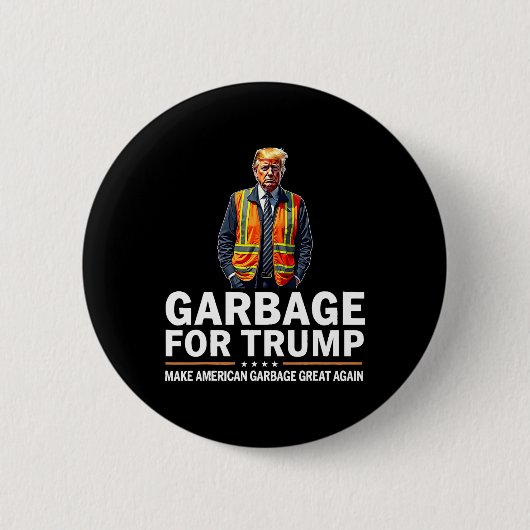 Badge Rond 5 Cm Donald Trump Garbage Orange réflexe de sécurité (Devant)