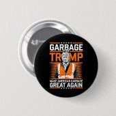 Badge Rond 5 Cm Donald Trump Garbage Orange réflexe de sécurité (Devant & derrière)