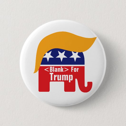 Badge Rond 5 Cm Donald Trump GOP Elephant Hair - Ajouter un texte  (Devant)