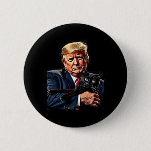 Badge Rond 5 Cm Donald Trump Holding Cat Graphic Drôle Politique M