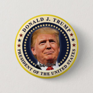 Badge Rond 5 Cm Donald Trump Inauguration Gold Stars Souvenir