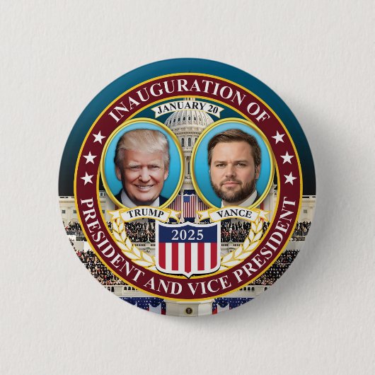 Badge Rond 5 Cm Donald Trump J.D. Vance Inauguration le 20 janvier (Devant)
