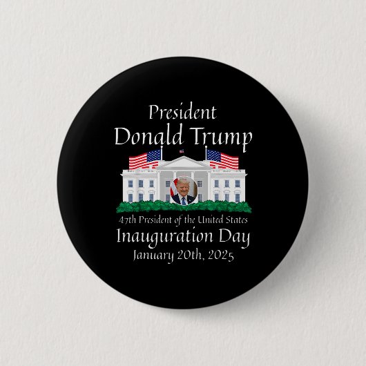 Badge Rond 5 Cm Donald Trump Jour de l'investiture 2025 47e présid (Devant)