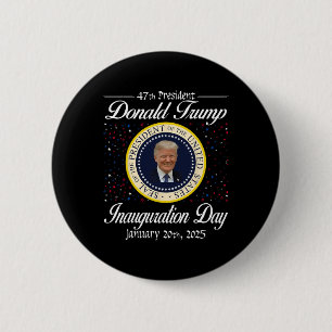 Badge Rond 5 Cm Donald Trump Jour de l'investiture 2025 47e présid