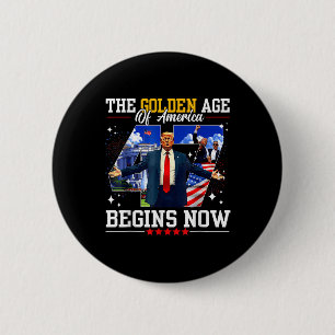 Badge Rond 5 Cm Donald Trump L'Âge D'Or De L'Amérique Commence À C