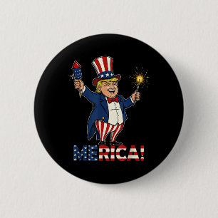 Badge Rond 5 Cm Donald Trump Merica 4 juillet Fireworks Patrioti
