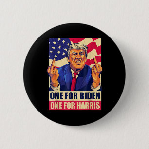 Badge Rond 5 Cm Donald Trump Middle Finger Biden Harris America Re