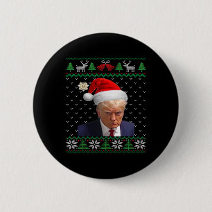 Badge Rond 5 Cm Donald Trump Mug Tiré Un Vilain Noël
