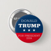 Badge Rond 5 Cm Donald Trump pour le président 2024 (Devant & derrière)