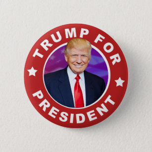 Badge Rond 5 Cm Donald Trump pour le Président Photo Pinback