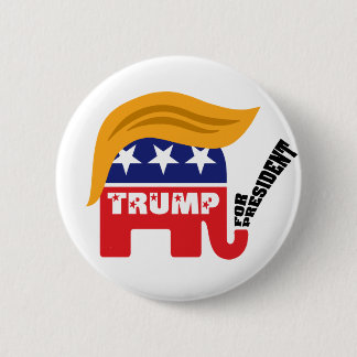 Badge Rond 5 Cm Donald Trump Pour Président Éléphant GOP Cheveux