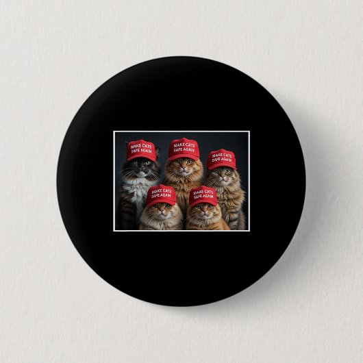 Badge Rond 5 Cm Donald Trump Rendre les chats en sécurité Casquett (Devant)