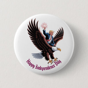 Badge Rond 5 Cm Donald Trump Riding Patriotic Eagle Art Custom