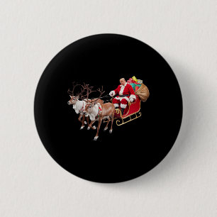 Badge Rond 5 Cm Donald Trump Santa Claus Sleigh Noël Noël Noël Noë