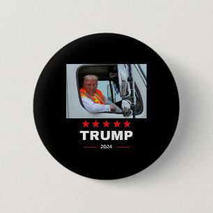 Badge Rond 5 Cm Donald Trump Se Déplace Dans Un Camion À ordures