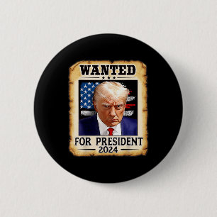 Badge Rond 5 Cm Donald Trump Tiré Recherché Aux États-Unis Préside
