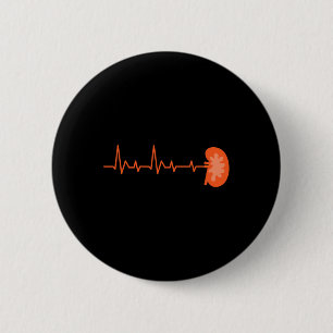 Badge Rond 5 Cm Donateur - Ekg Heartbeat Organ Kidney Disease Awar