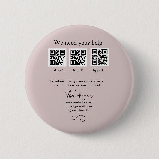 Badge Rond 5 Cm Donation Collection conseil pot ajouter votre q r (Devant)