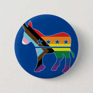 Badge Rond 5 Cm Donkey Progress Fierté Drapeau Démocrate