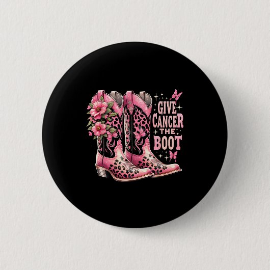 Badge Rond 5 Cm Donner Cancer Les Boot Westers Cowgirl Boots (Devant)