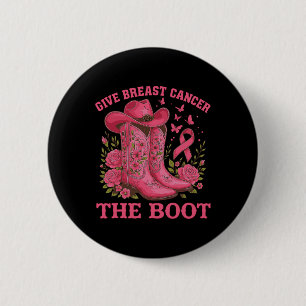 Badge Rond 5 Cm Donner Le Cancer Du Sein L'Initiale Cowgirl Cancer