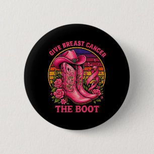 Badge Rond 5 Cm Donner Le Cancer Du Sein L'Initiale Cowgirl Cancer