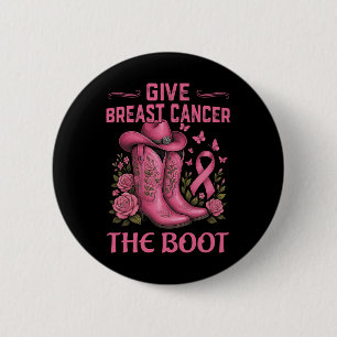 Badge Rond 5 Cm Donner Le Cancer Du Sein L'Initiale Cowgirl Cancer