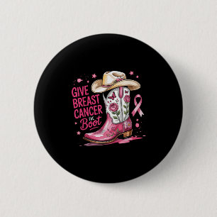 Badge Rond 5 Cm Donner le coup de pied au cancer du sein Ruban ros