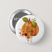 Badge Rond 5 Cm Donner Merci citrouille floral (Devant & derrière)