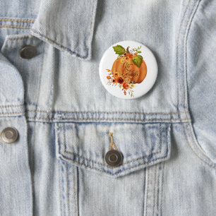 Badge Rond 5 Cm Donner Merci citrouille floral