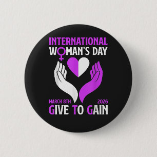 Badge Rond 5 Cm Donner pour Gagner Bonne Fête des Femmes