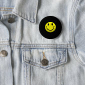 Badge Rond 5 Cm Dont Worry Be Happy Face  (En situation)
