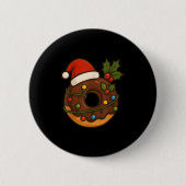 Badge Rond 5 Cm Donut Doughnut Joyeux Noël Noël Chapeau Noël Garço (Devant)