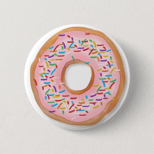 Badge Rond 5 Cm Donut Pink Frosting Sprinkles Cute | (Devant)