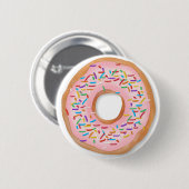 Badge Rond 5 Cm Donut Pink Frosting Sprinkles Cute | (Devant & derrière)