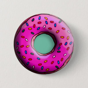 Badge Rond 5 Cm Donut Pinky avec des arrosages colorés + vos idées