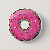 Badge Rond 5 Cm Donut Rose Cartoon Avec Saupoudrages (Devant)