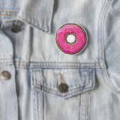 Badge Rond 5 Cm Donut Rose Cartoon Avec Saupoudrages (En situation)