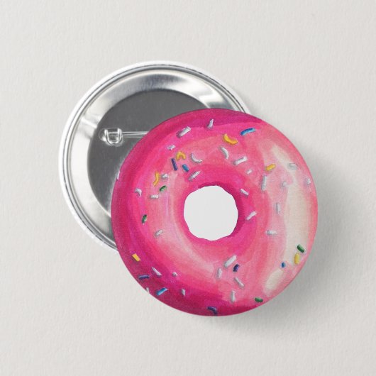 Badge Rond 5 Cm Donut With Pink Frosting And Sprinkles (Devant & derrière)