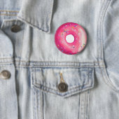 Badge Rond 5 Cm Donut With Pink Frosting And Sprinkles (En situation)